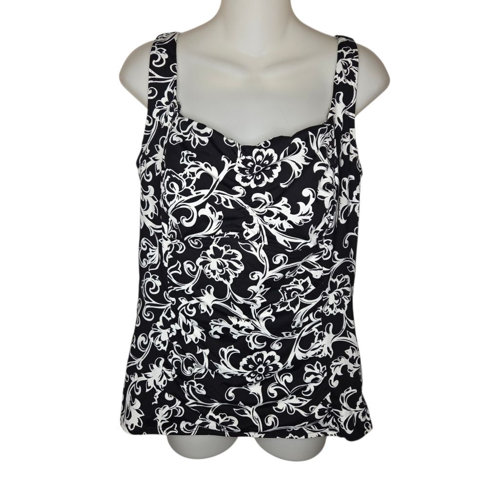 Land's End Nwot Floral Tankini Bikini Top Bult In Underwire Bra Size 12D 12 D